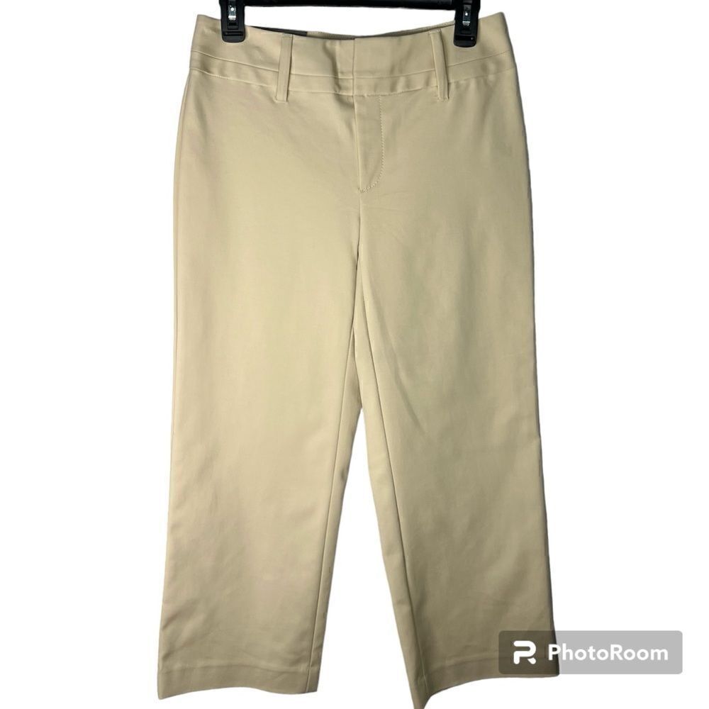 New! Banana Republic Stretch Ankle Crop Mid-Rise Ivory White Pants Sz 4